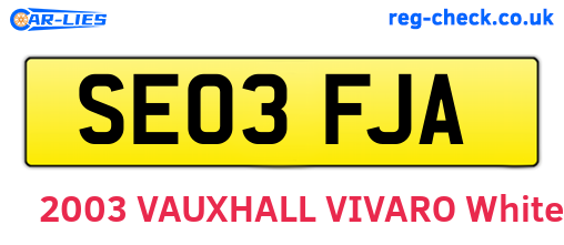 SE03FJA are the vehicle registration plates.