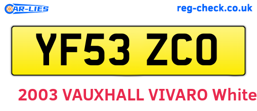 YF53ZCO are the vehicle registration plates.