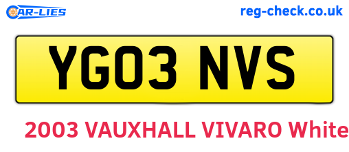 YG03NVS are the vehicle registration plates.