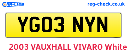 YG03NYN are the vehicle registration plates.
