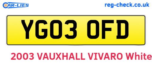 YG03OFD are the vehicle registration plates.