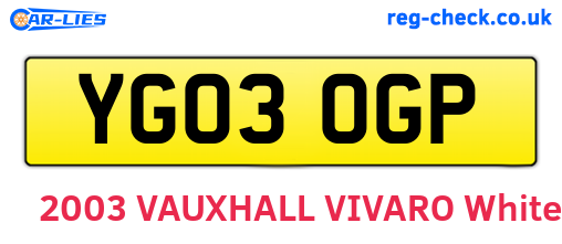 YG03OGP are the vehicle registration plates.