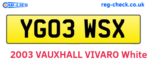 YG03WSX are the vehicle registration plates.