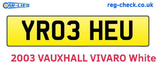 YR03HEU are the vehicle registration plates.