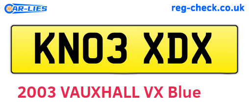KN03XDX are the vehicle registration plates.