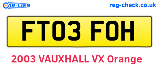 FT03FOH are the vehicle registration plates.