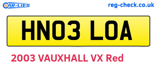HN03LOA are the vehicle registration plates.