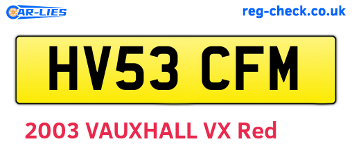 HV53CFM are the vehicle registration plates.