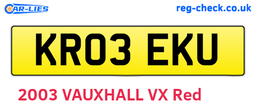 KR03EKU are the vehicle registration plates.