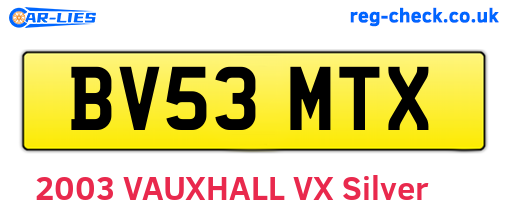 BV53MTX are the vehicle registration plates.