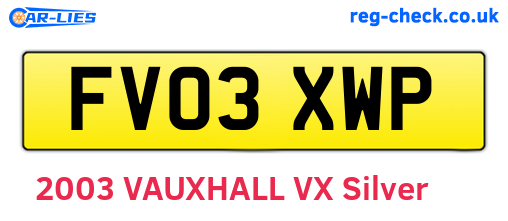 FV03XWP are the vehicle registration plates.