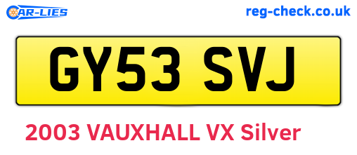 GY53SVJ are the vehicle registration plates.