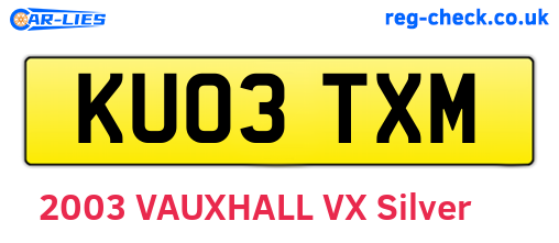KU03TXM are the vehicle registration plates.