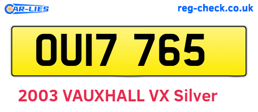 OUI7765 are the vehicle registration plates.
