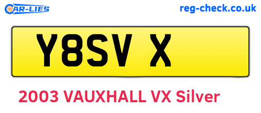 Y8SVX are the vehicle registration plates.