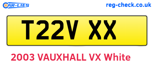 T22VXX are the vehicle registration plates.