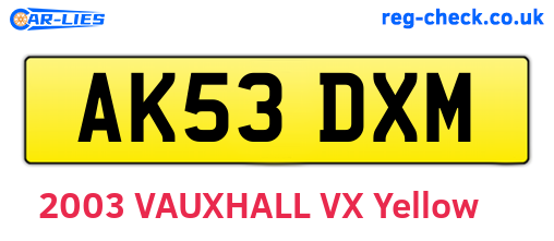 AK53DXM are the vehicle registration plates.