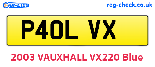 P40LVX are the vehicle registration plates.