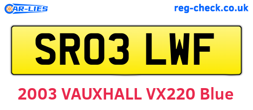 SR03LWF are the vehicle registration plates.