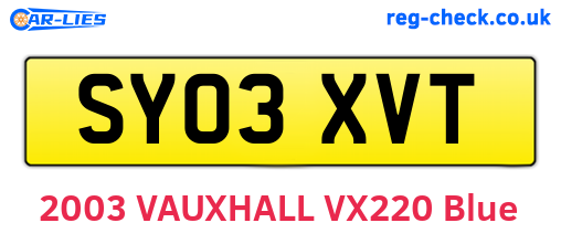 SY03XVT are the vehicle registration plates.