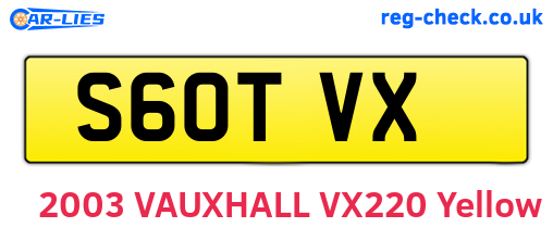 S60TVX are the vehicle registration plates.