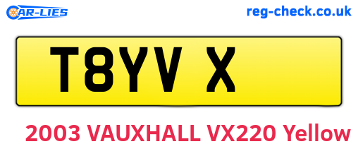 T8YVX are the vehicle registration plates.