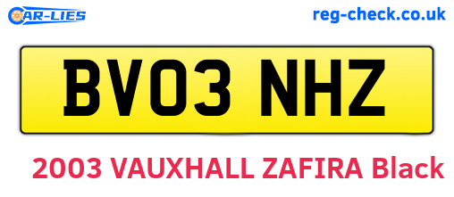 BV03NHZ are the vehicle registration plates.