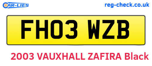 FH03WZB are the vehicle registration plates.