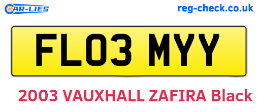 FL03MYY are the vehicle registration plates.