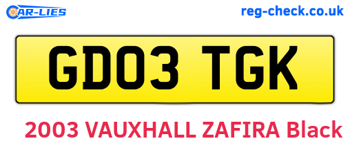 GD03TGK are the vehicle registration plates.