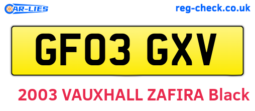 GF03GXV are the vehicle registration plates.