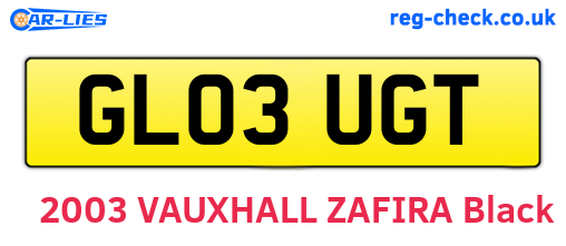 GL03UGT are the vehicle registration plates.