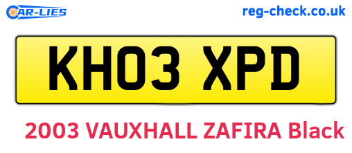 KH03XPD are the vehicle registration plates.