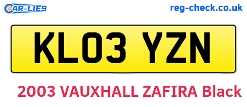 KL03YZN are the vehicle registration plates.