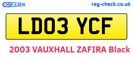 LD03YCF are the vehicle registration plates.