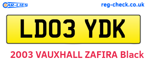 LD03YDK are the vehicle registration plates.