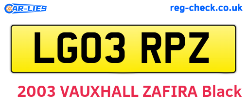 LG03RPZ are the vehicle registration plates.