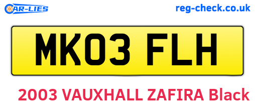 MK03FLH are the vehicle registration plates.