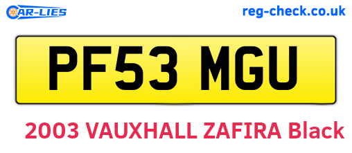 PF53MGU are the vehicle registration plates.