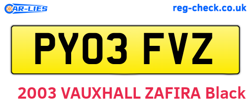 PY03FVZ are the vehicle registration plates.