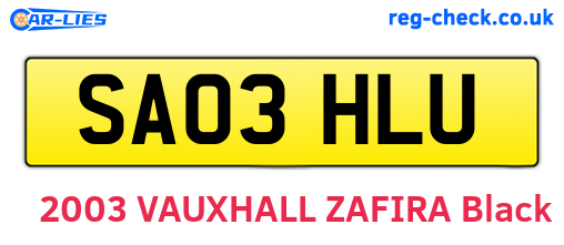 SA03HLU are the vehicle registration plates.