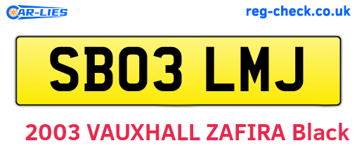 SB03LMJ are the vehicle registration plates.