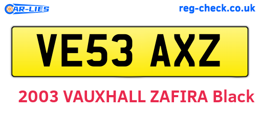 VE53AXZ are the vehicle registration plates.