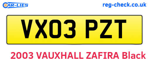 VX03PZT are the vehicle registration plates.