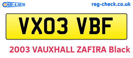 VX03VBF are the vehicle registration plates.