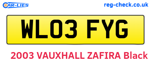 WL03FYG are the vehicle registration plates.