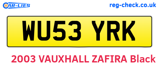 WU53YRK are the vehicle registration plates.