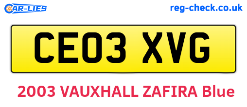 CE03XVG are the vehicle registration plates.