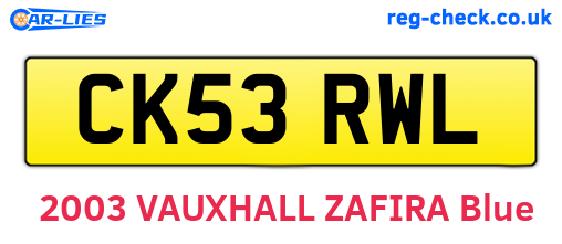 CK53RWL are the vehicle registration plates.