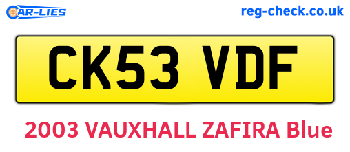CK53VDF are the vehicle registration plates.